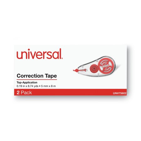 Universal Correction Tape Dispenser, Non-Refillable, 1/5" x 315", PK2 UNV75602